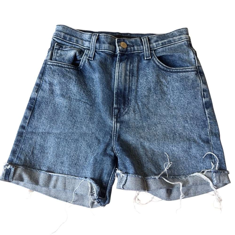 J Brand Jules Denim Cutoff Shorts Sympathy Destruct Raw Hem‎ Blue Size 24